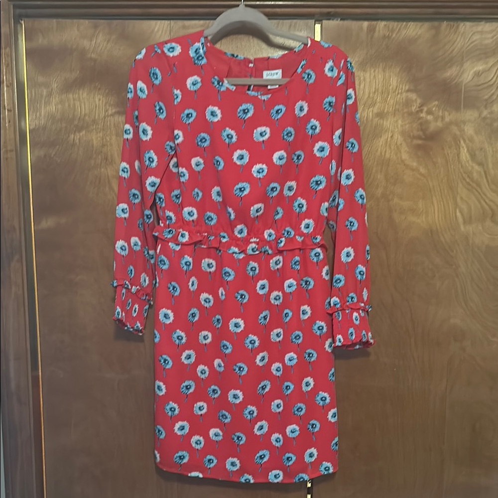 Chic Red Floral Dress JCrew
